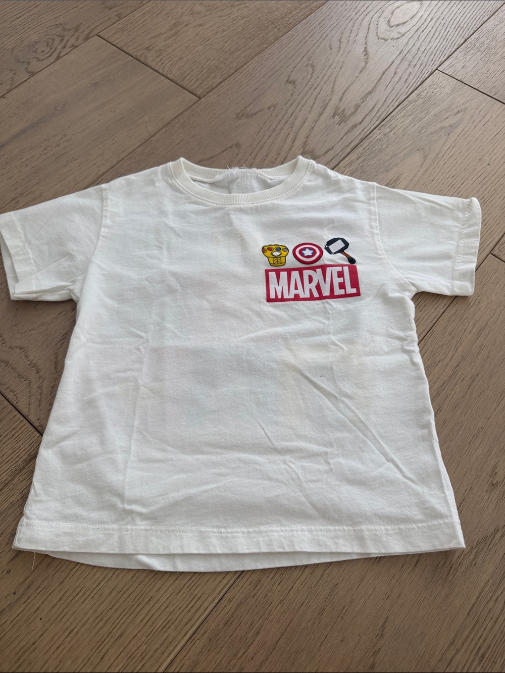 Marvel White Kids Short Sleeve Graphic Tee with Icon Logos